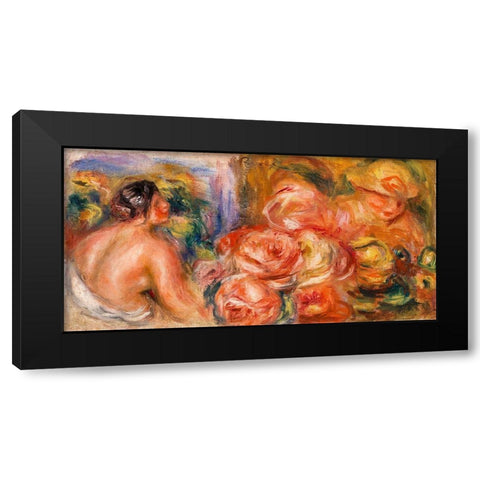 Roses and Small Nude 1916 Black Modern Wood Framed Art Print by Renoir, Pierre-Auguste