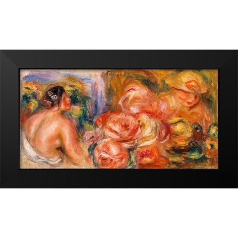 Roses and Small Nude 1916 Black Modern Wood Framed Art Print by Renoir, Pierre-Auguste