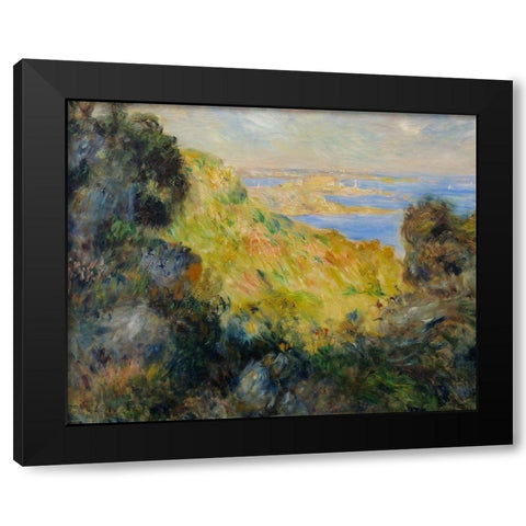 Bay of Salerne Black Modern Wood Framed Art Print with Double Matting by Renoir, Pierre-Auguste