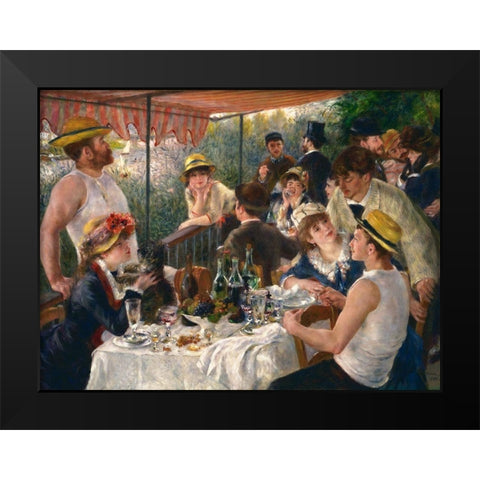 Luncheon of the Boating Party Black Modern Wood Framed Art Print by Renoir, Pierre-Auguste