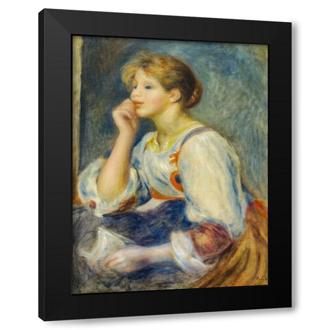 Woman with a letter Black Modern Wood Framed Art Print with Double Matting by Renoir, Pierre-Auguste