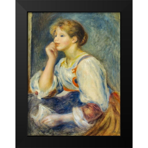 Woman with a letter Black Modern Wood Framed Art Print by Renoir, Pierre-Auguste