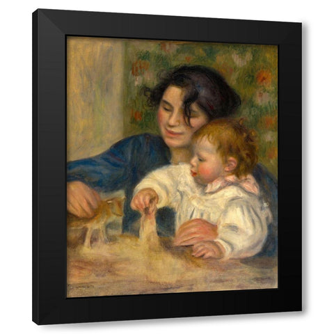 Gabrielle and Jean Black Modern Wood Framed Art Print with Double Matting by Renoir, Pierre-Auguste