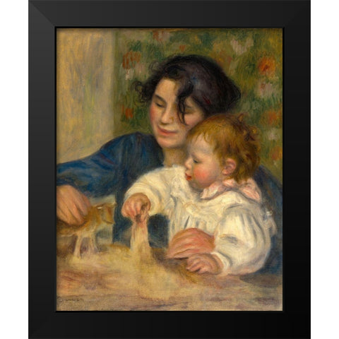 Gabrielle and Jean Black Modern Wood Framed Art Print by Renoir, Pierre-Auguste