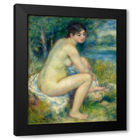 Nude Woman in a landscape 1883 Black Modern Wood Framed Art Print by Renoir, Pierre-Auguste