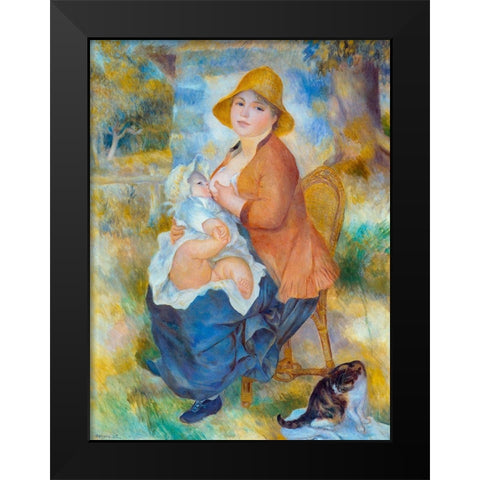 Maternity Black Modern Wood Framed Art Print by Renoir, Pierre-Auguste