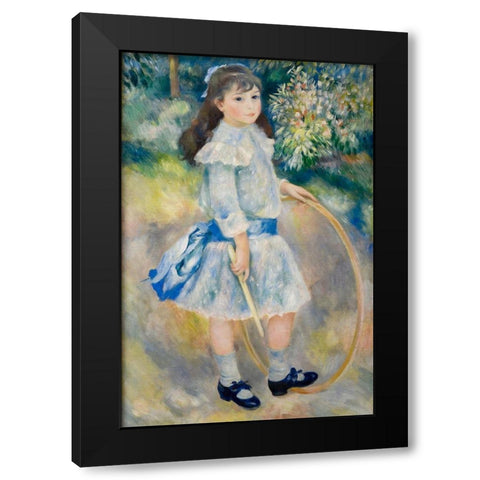 Girl with a Hoop Black Modern Wood Framed Art Print with Double Matting by Renoir, Pierre-Auguste