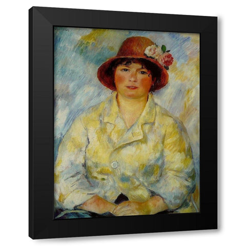 Portrait of Madame Renoir Black Modern Wood Framed Art Print by Renoir, Pierre-Auguste