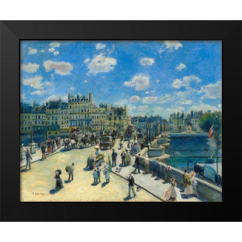 Pont Neuf Black Modern Wood Framed Art Print by Renoir, Pierre-Auguste