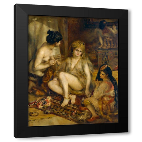Parisiennes in Algerian Costume or Harem Black Modern Wood Framed Art Print with Double Matting by Renoir, Pierre-Auguste