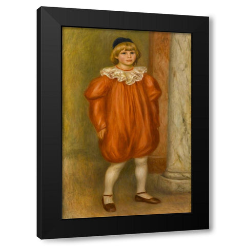 Claude Renoir in Clown Costume Black Modern Wood Framed Art Print by Renoir, Pierre-Auguste