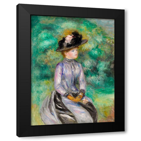 Adrienne Black Modern Wood Framed Art Print with Double Matting by Renoir, Pierre-Auguste