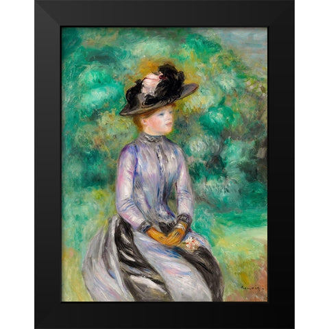 Adrienne Black Modern Wood Framed Art Print by Renoir, Pierre-Auguste