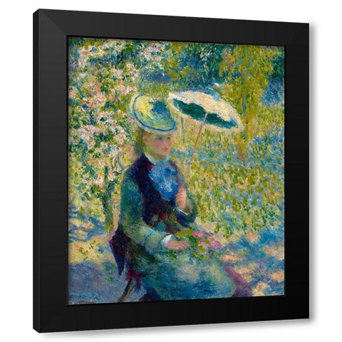 The parasol Black Modern Wood Framed Art Print with Double Matting by Renoir, Pierre-Auguste