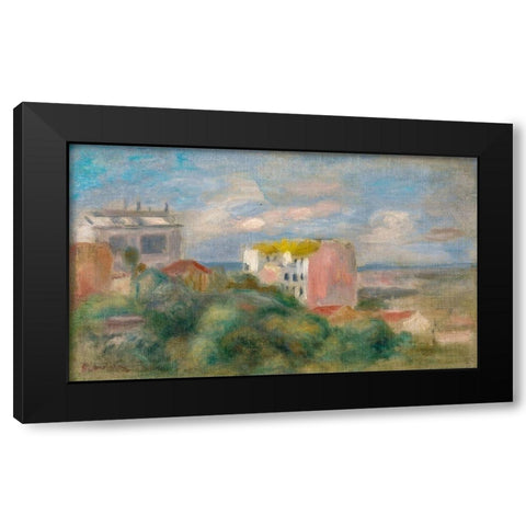 View of Montmartre Black Modern Wood Framed Art Print by Renoir, Pierre-Auguste