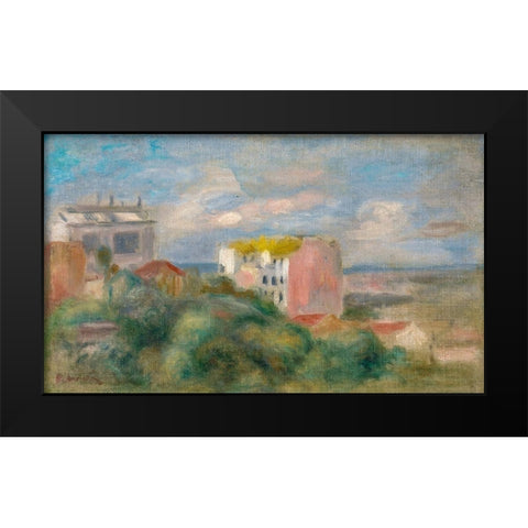 View of Montmartre Black Modern Wood Framed Art Print by Renoir, Pierre-Auguste