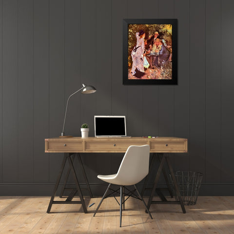 In the garden - Under the arbor Black Modern Wood Framed Art Print by Renoir, Pierre-Auguste