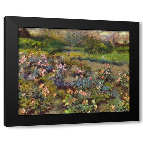 Rosenhain Black Modern Wood Framed Art Print by Renoir, Pierre-Auguste