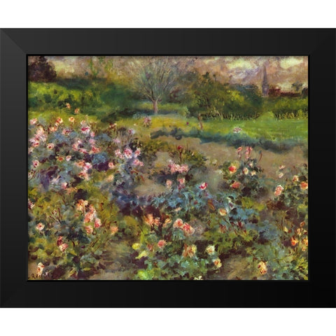 Rosenhain Black Modern Wood Framed Art Print by Renoir, Pierre-Auguste