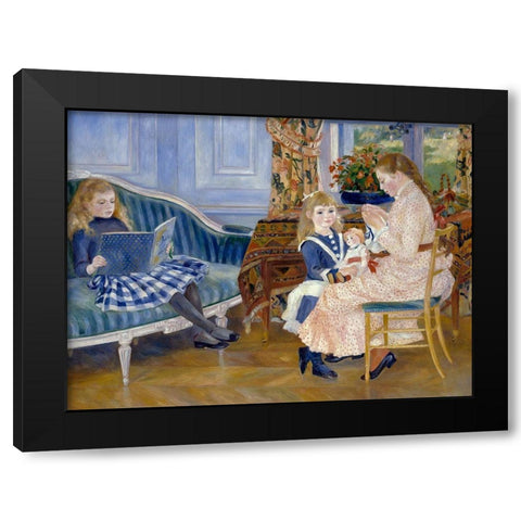 Childrens Afternoon at Wargemont Black Modern Wood Framed Art Print by Renoir, Pierre-Auguste