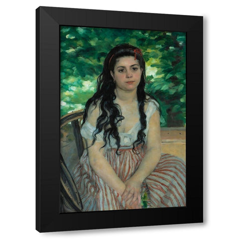 Summer Black Modern Wood Framed Art Print with Double Matting by Renoir, Pierre-Auguste