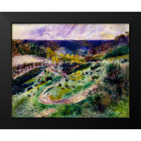 Road at Wargemont Black Modern Wood Framed Art Print by Renoir, Pierre-Auguste