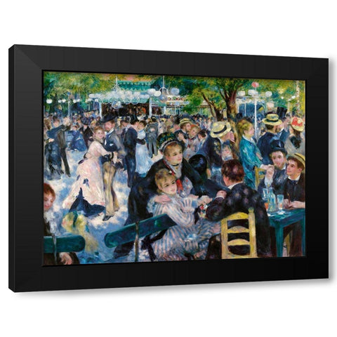 Dance at Le Moulin de la Galette Black Modern Wood Framed Art Print by Renoir, Pierre-Auguste