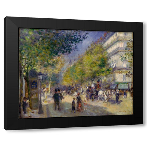 The Grands Boulevards Black Modern Wood Framed Art Print with Double Matting by Renoir, Pierre-Auguste