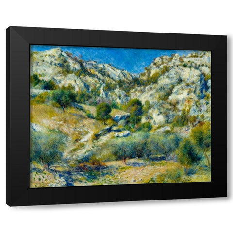 Rocky Crags at LEstaque Black Modern Wood Framed Art Print by Renoir, Pierre-Auguste
