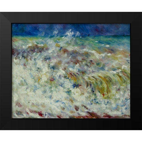 The Wave Black Modern Wood Framed Art Print by Renoir, Pierre-Auguste
