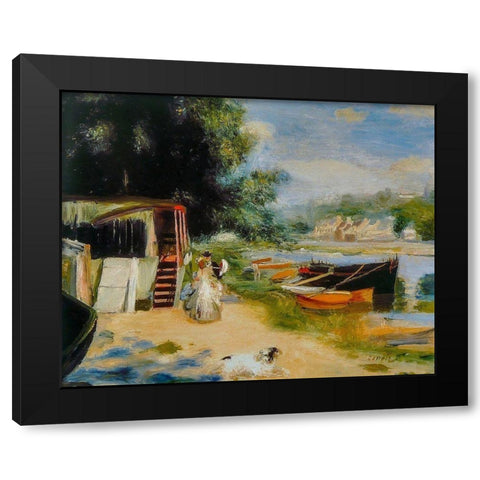 View of Bougival Black Modern Wood Framed Art Print by Renoir, Pierre-Auguste
