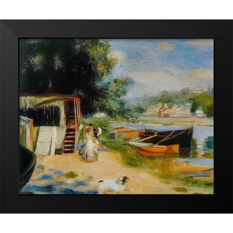 View of Bougival Black Modern Wood Framed Art Print by Renoir, Pierre-Auguste