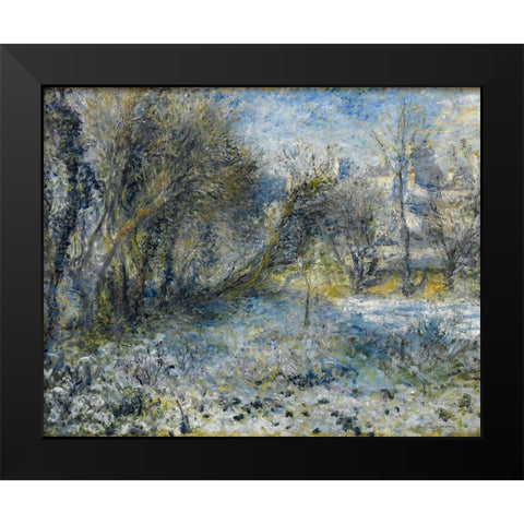 Snow covered Landscape Black Modern Wood Framed Art Print by Renoir, Pierre-Auguste