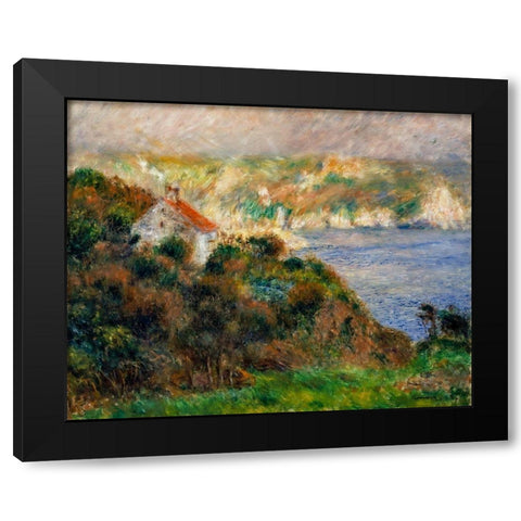 Fog on Guernsey Black Modern Wood Framed Art Print with Double Matting by Renoir, Pierre-Auguste