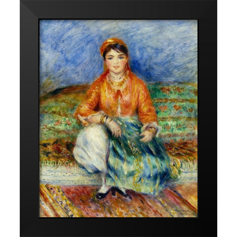 Algerian Girl Black Modern Wood Framed Art Print by Renoir, Pierre-Auguste
