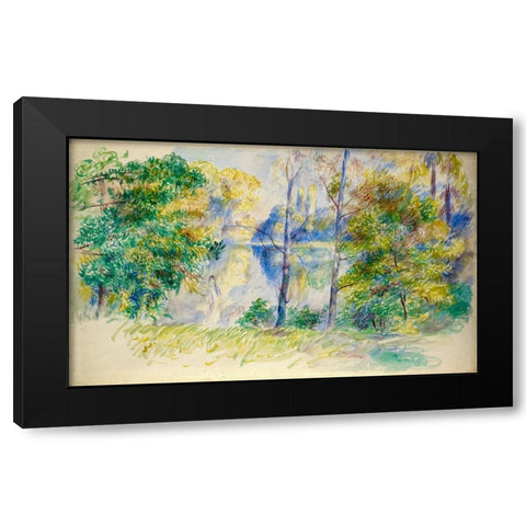 View of a Park Black Modern Wood Framed Art Print by Renoir, Pierre-Auguste