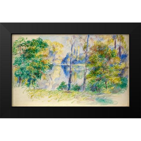 View of a Park Black Modern Wood Framed Art Print by Renoir, Pierre-Auguste
