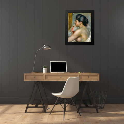 Dark Haired Woman Black Modern Wood Framed Art Print by Renoir, Pierre-Auguste