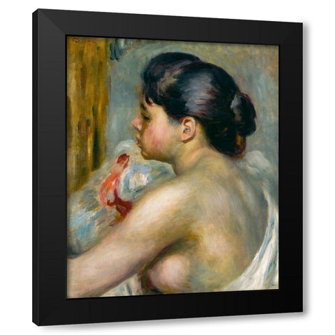 Dark Haired Woman Black Modern Wood Framed Art Print by Renoir, Pierre-Auguste