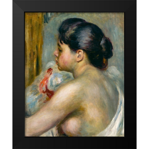 Dark Haired Woman Black Modern Wood Framed Art Print by Renoir, Pierre-Auguste