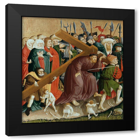 Jesus Christ Bearing the Cross Black Modern Wood Framed Art Print with Double Matting by Multscher, Hans