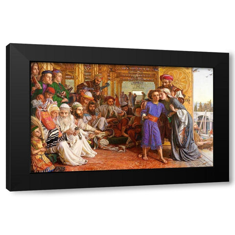 The Finding of the Saviour in the Temple Black Modern Wood Framed Art Print by Hunt, William Holman