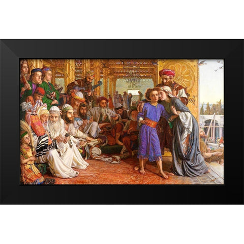 The Finding of the Saviour in the Temple Black Modern Wood Framed Art Print by Hunt, William Holman