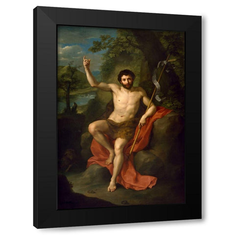 St. John the Baptist Preaching in the Wilderness Black Modern Wood Framed Art Print by Mengs, Anton Raphael