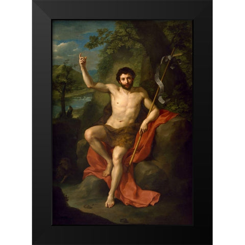St. John the Baptist Preaching in the Wilderness Black Modern Wood Framed Art Print by Mengs, Anton Raphael