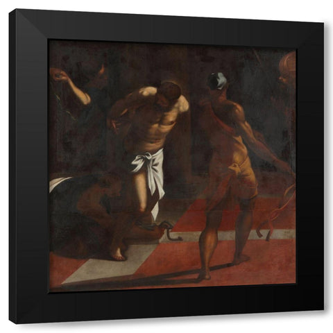 The Flagellation of Christ Black Modern Wood Framed Art Print with Double Matting by Schroder, Johann Christian