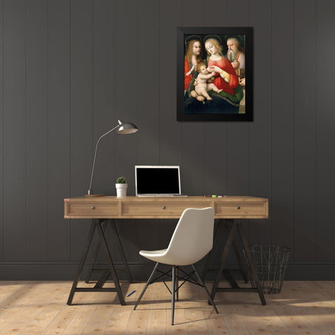 Madonna with Child and Saints John the Baptist and Girolamo Black Modern Wood Framed Art Print by Piccinelli, Andrea