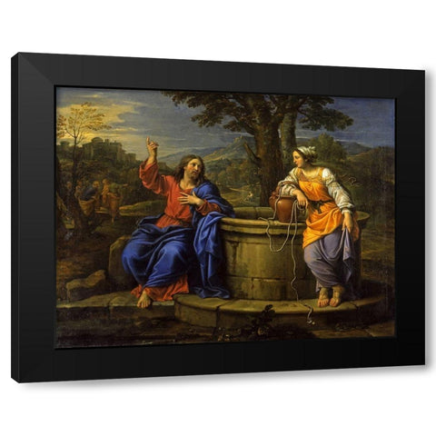 Christ and the Woman of Samaria Black Modern Wood Framed Art Print by Mignard, Pierre