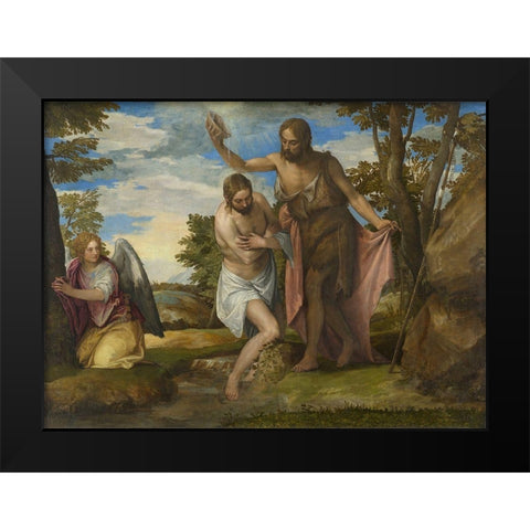 The Baptism of Christ Black Modern Wood Framed Art Print by Veronese