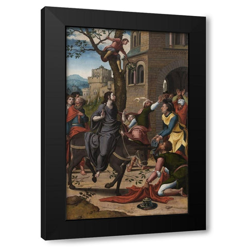 Entry of Christ into Jerusalem Black Modern Wood Framed Art Print by Aelst, Pieter Coecke van